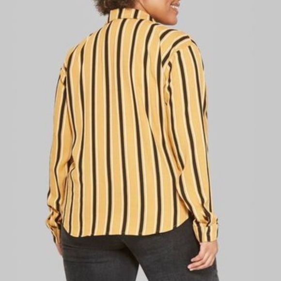 Wild Fable mustard yellow striped long sleeve shirt size 2XL - Picture 4 of 14
